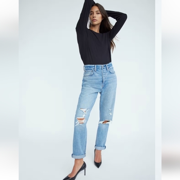 Aritzia Denim Forum The BF Boyfriend High Rise Loose Jeans Distressed 29 - Picture 11 of 16